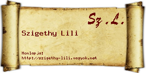 Szigethy Lili névjegykártya